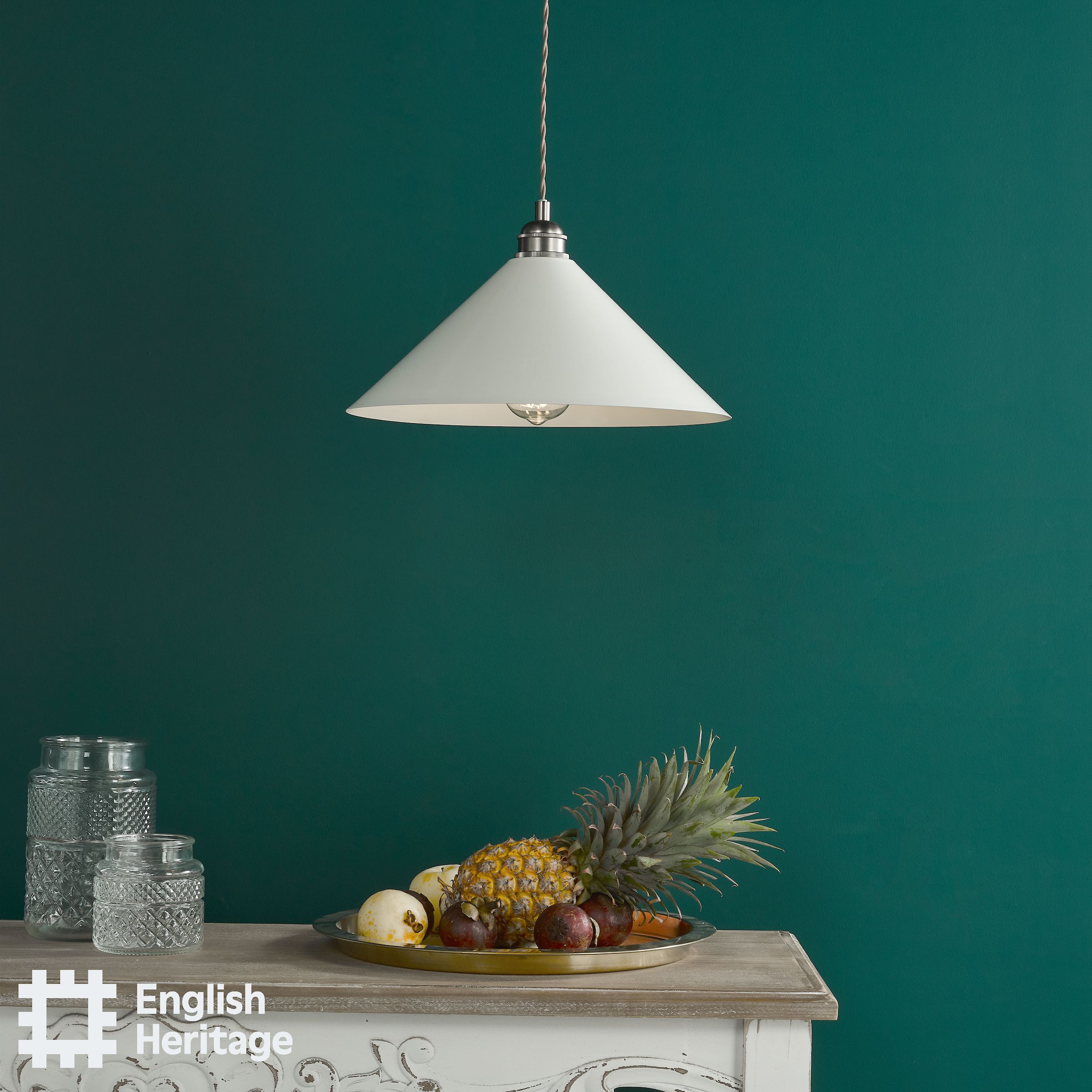 Audley End Single Pendant Rubbed Bronze and Cream