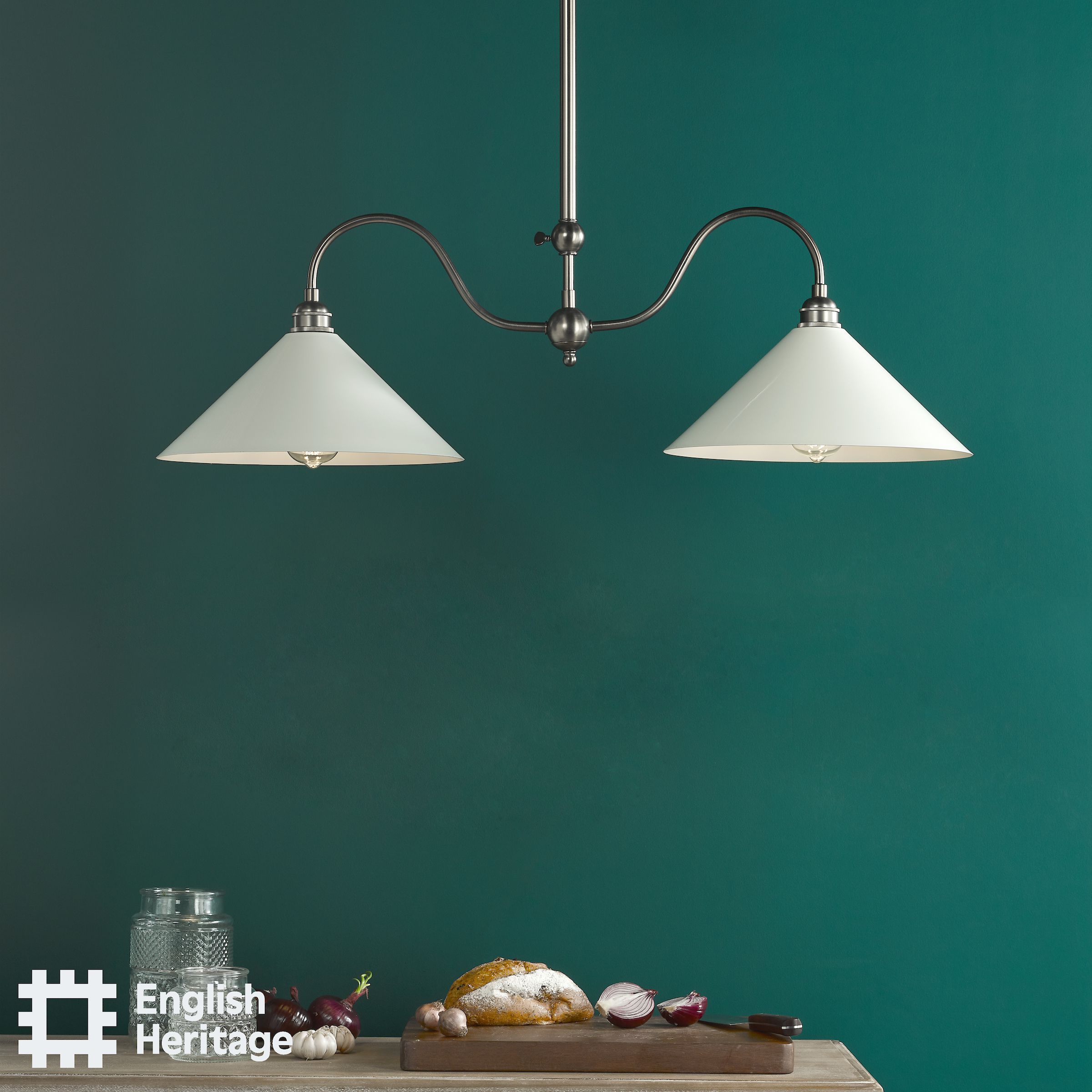 Audley End 2 Light Bar Pendant Rubbed Bronze and Cream