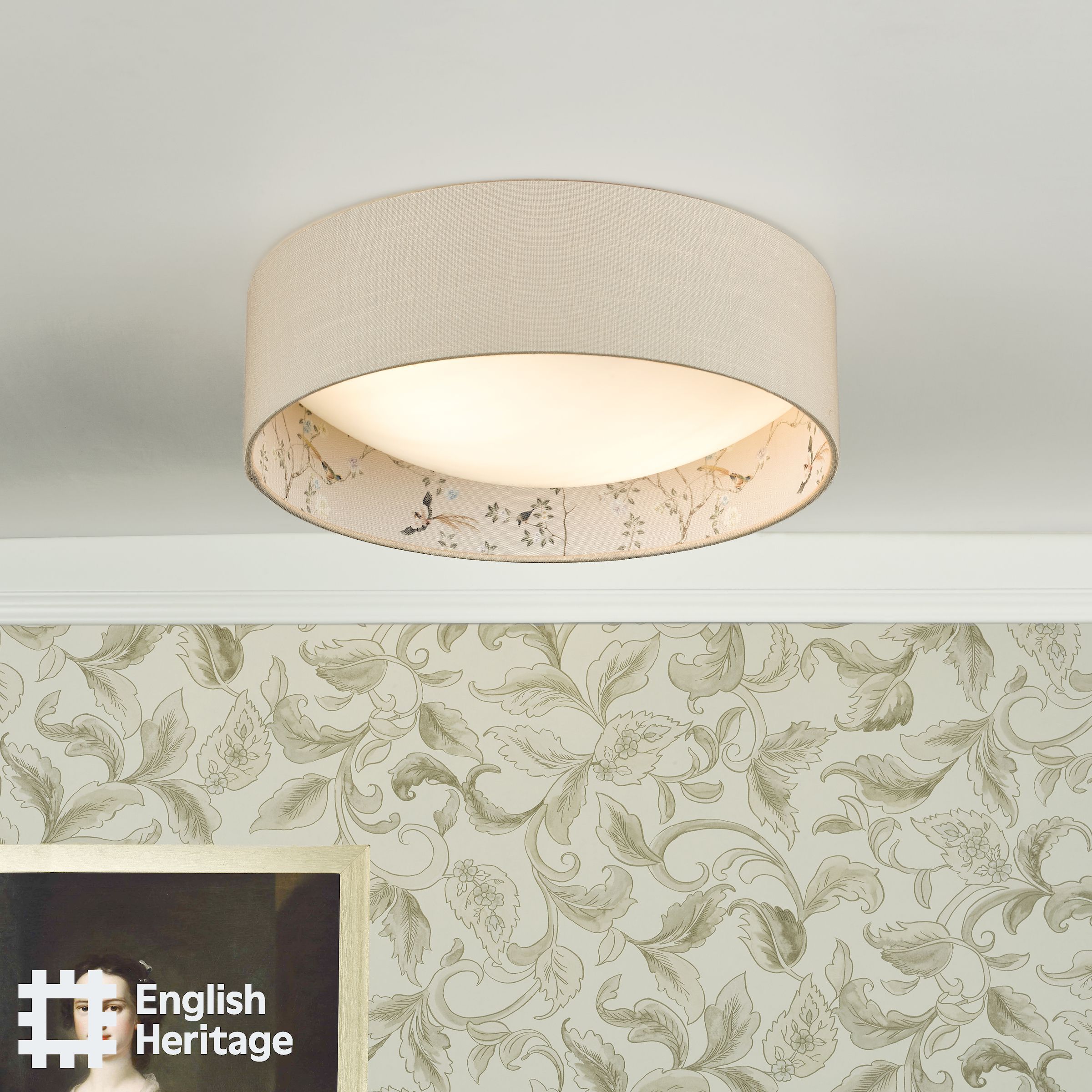 Marble Hill 2 Light Flush Taupe and Multi Coloured