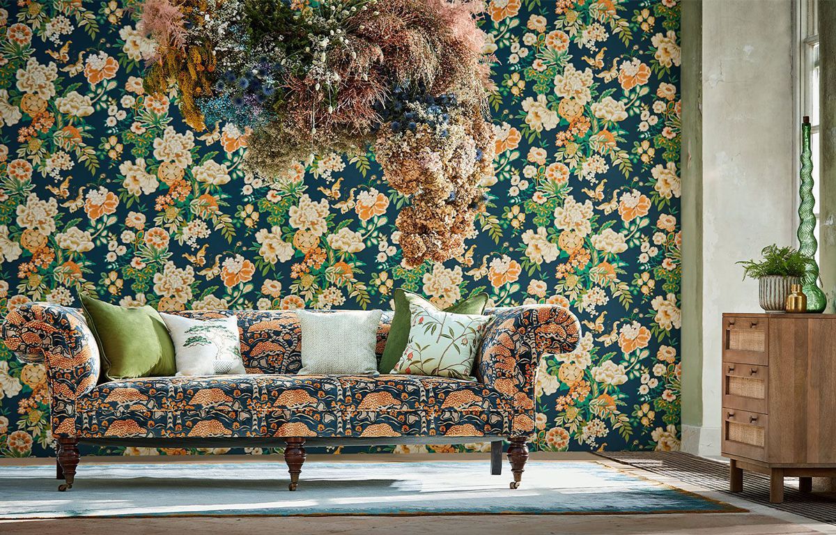 Sanderson fabrics, Florals Interior Design, Bold Interior Design